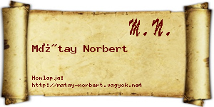 Mátay Norbert névjegykártya